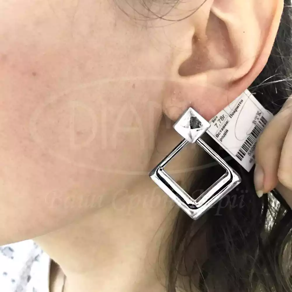 Сережки срібні "Ромб" фото 2