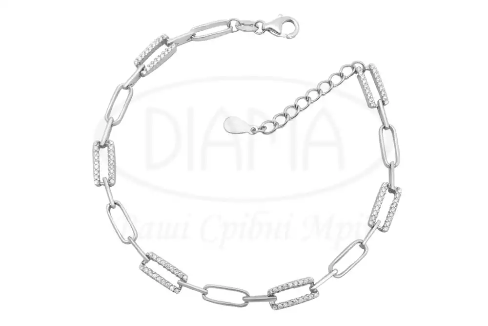 Срібний браслет з цирконом фото 1