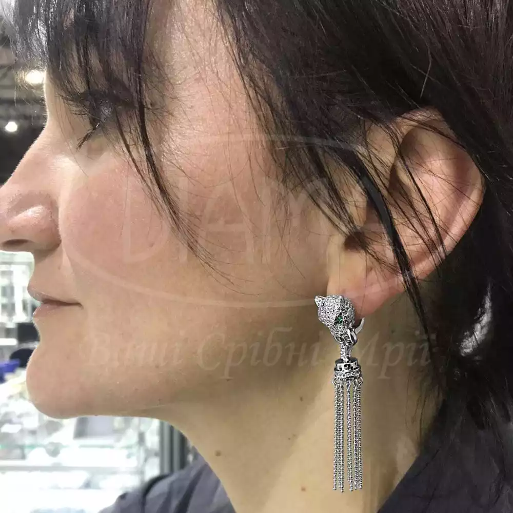 Сережки срібні "Пантера" фото 2