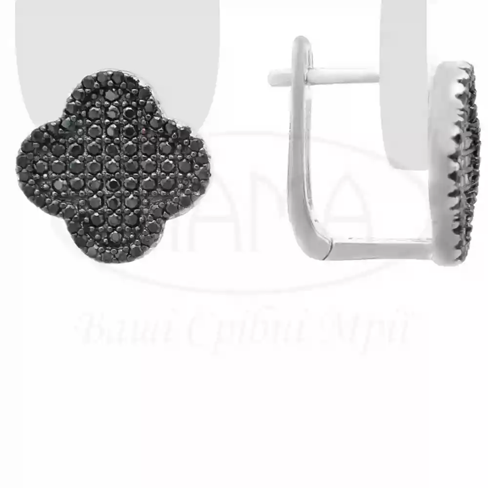 Сережки срібні з цирконом фото 1