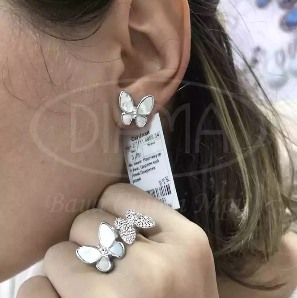 Каблучка срібна з Перламутром фото 2