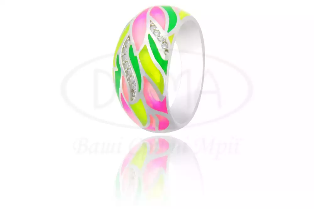 Каблучка срібна з Емаллю та Цирконом фото 1