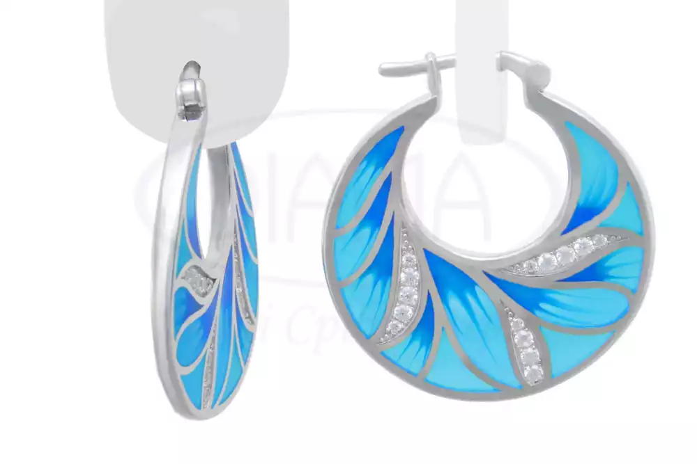 Сережки срібні з Емаллю фото 1