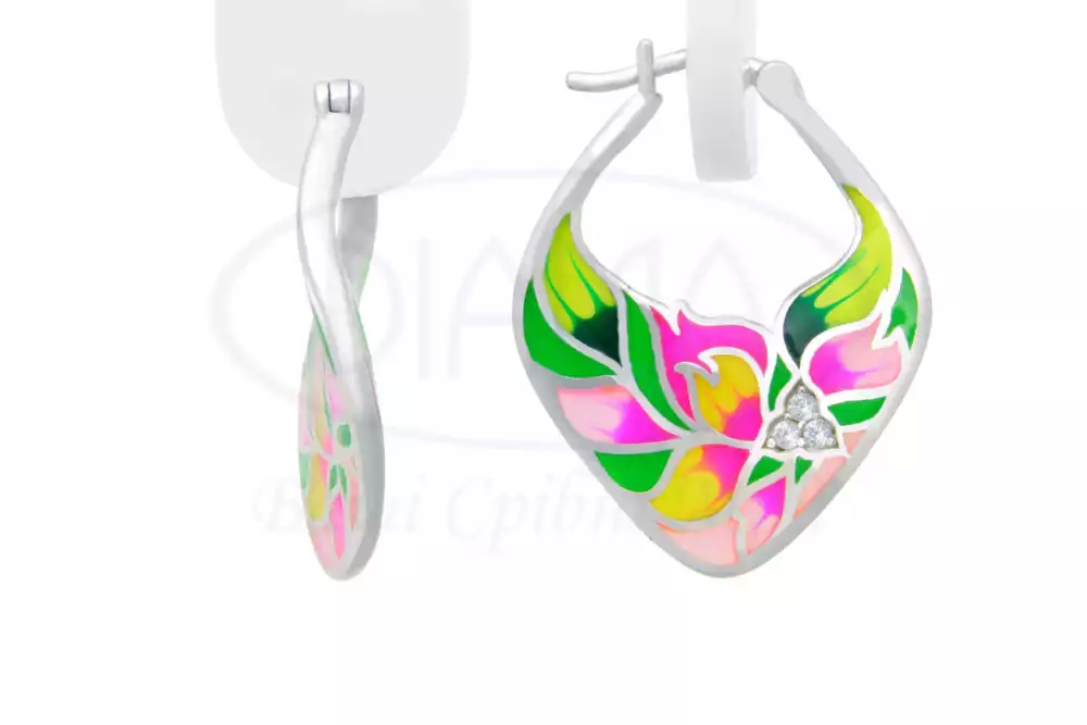 Сережки срібні з Емаллю фото 1