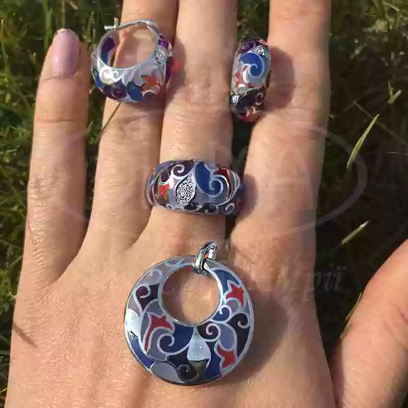 Каблучка срібна з Емаллю фото 2