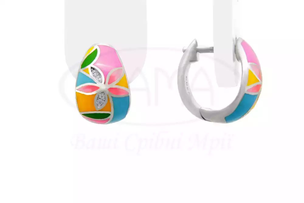 Сережки срібні з Емаллю фото 1