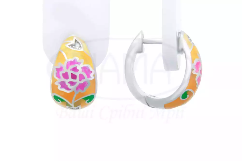 Сережки срібні з Емаллю фото 1