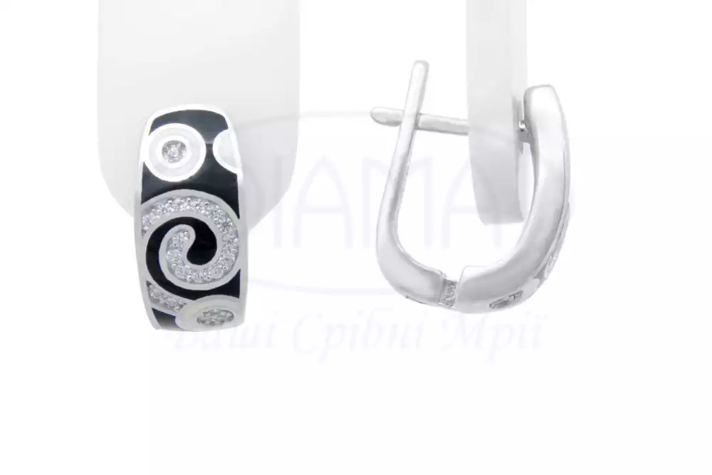 Сережки срібні з Емаллю фото 1