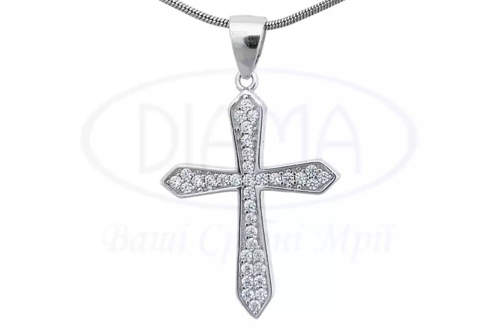 Срібний хрестик з Цирконом фото 1