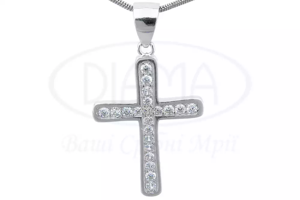 Срібний хрестик з Цирконом фото 1