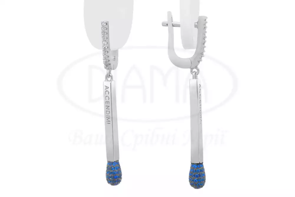 Сережки срібні "Сірник" фото 1