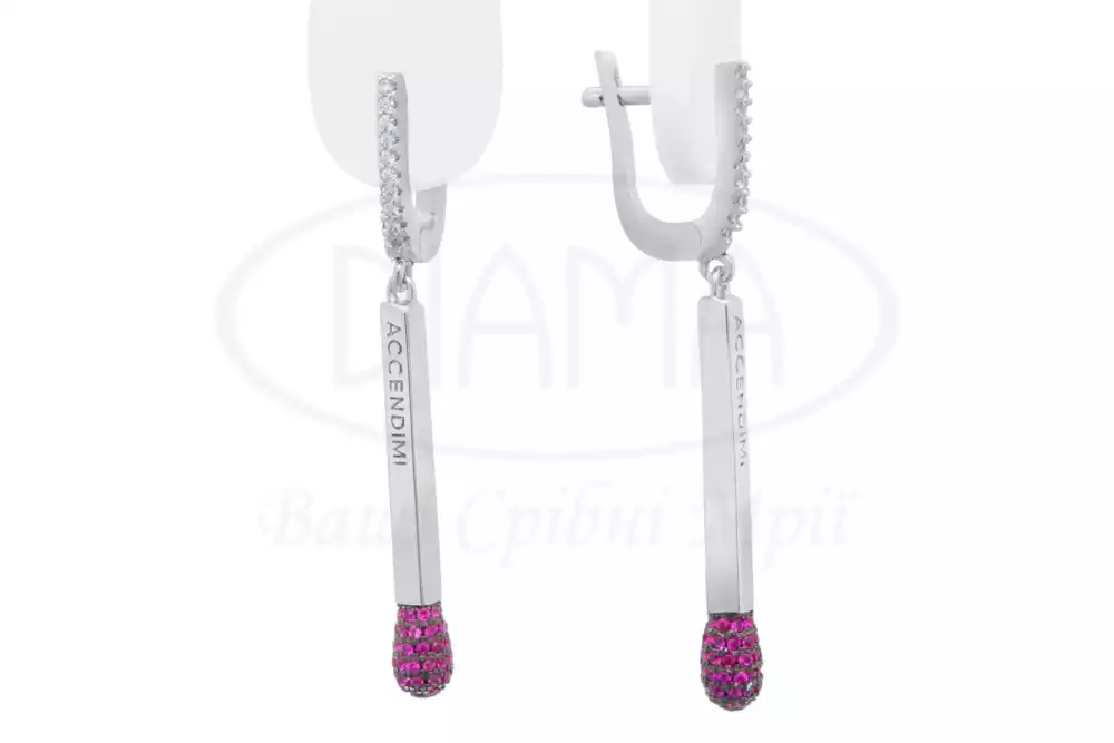 Сережки срібні "Сірник" фото 1