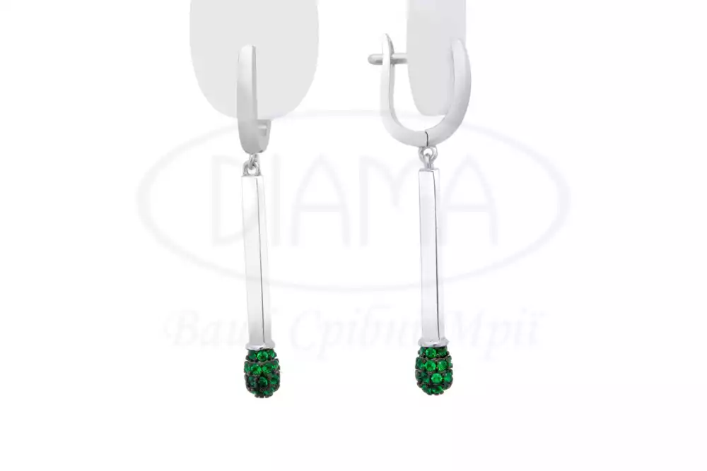 Сережки срібні "Сірник" фото 1