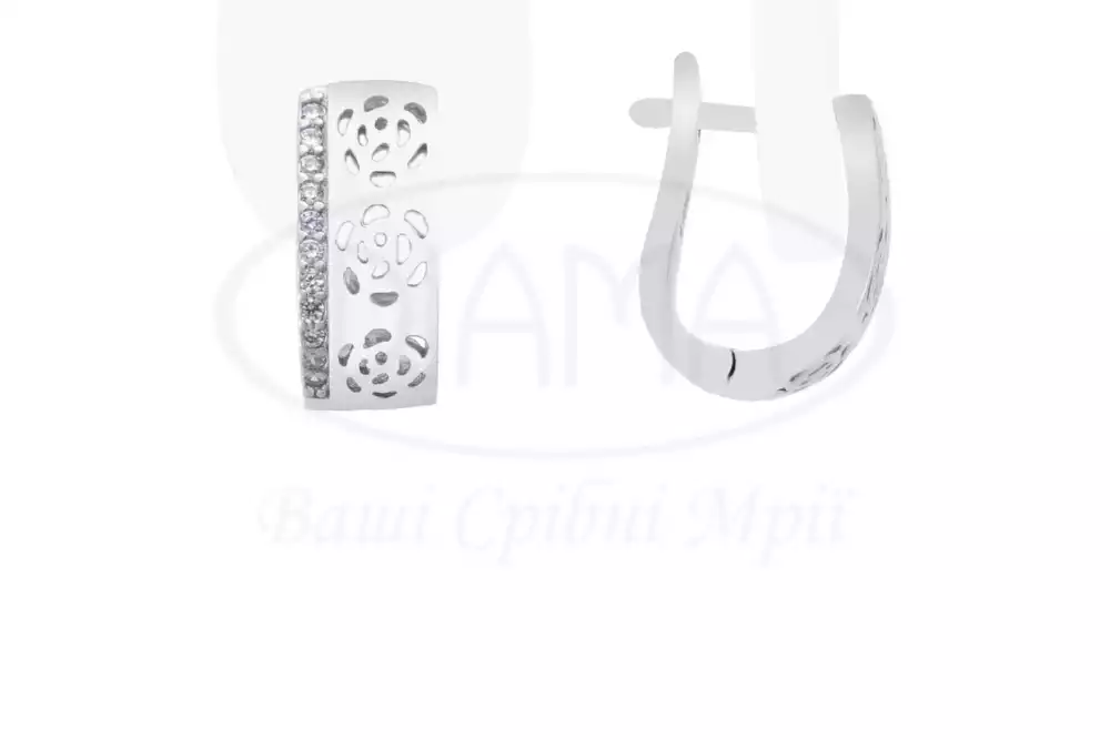 Срібні сережки з цирконом фото 1