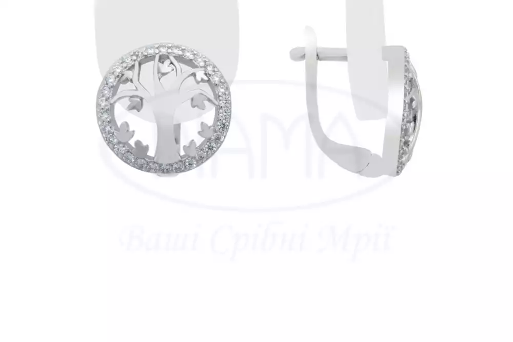 Срібні сережки з цирконом фото 1