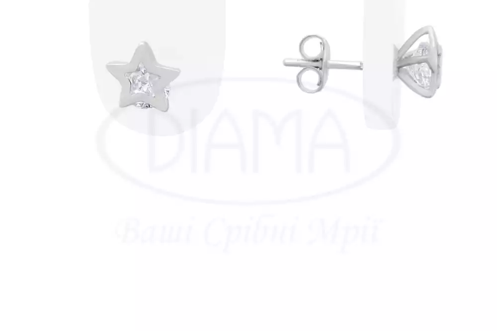 Срібні пусети з Цирконом фото 1