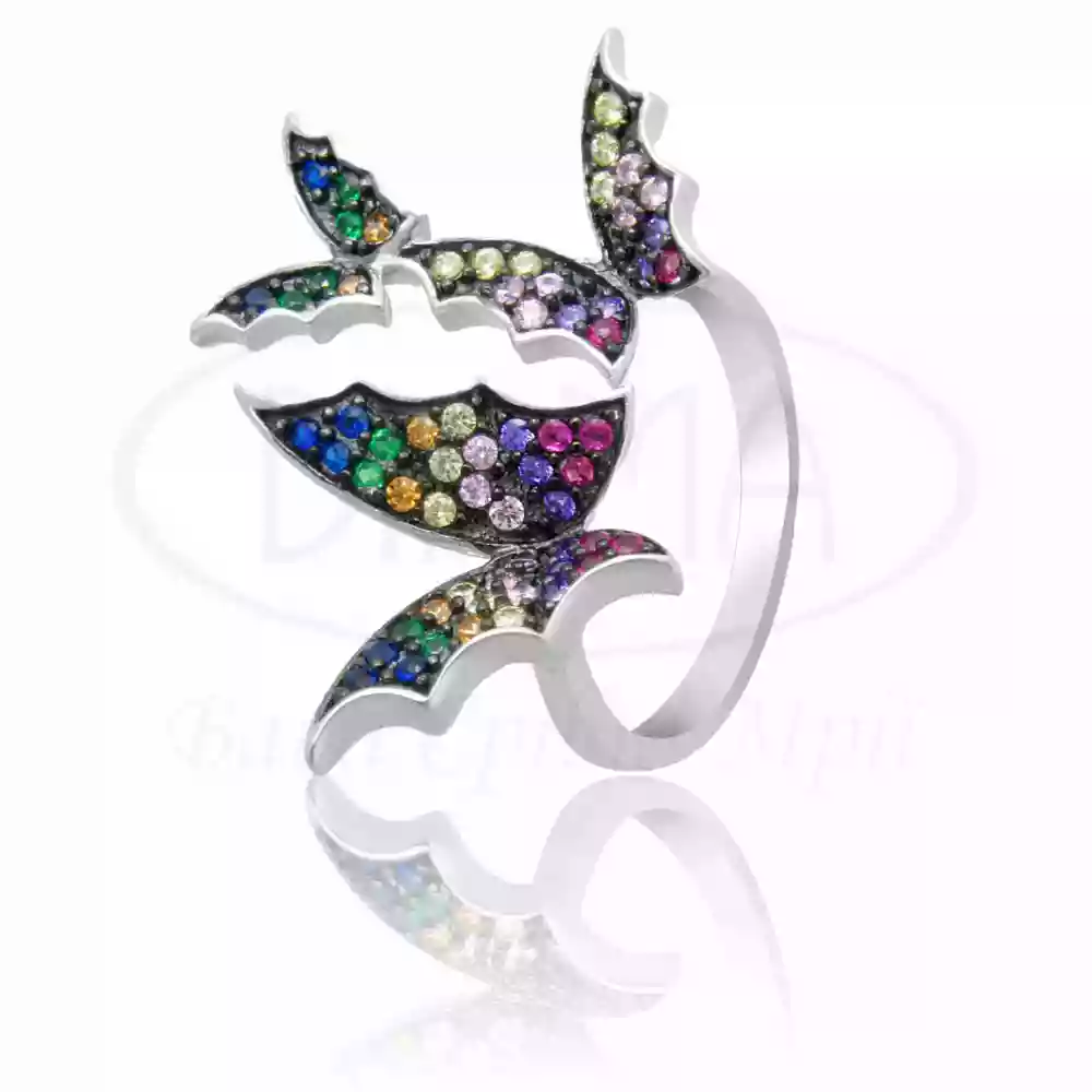 Каблучка срібна "Метелики" фото 1