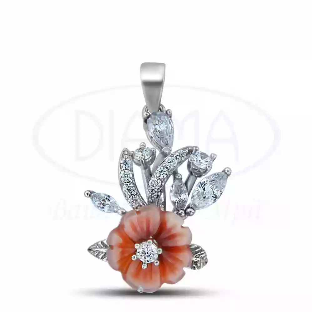 Підвіска срібна з Перламутром та Цирконом фото 1