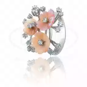 Каблучка срібна з Перламутром та Цирконом