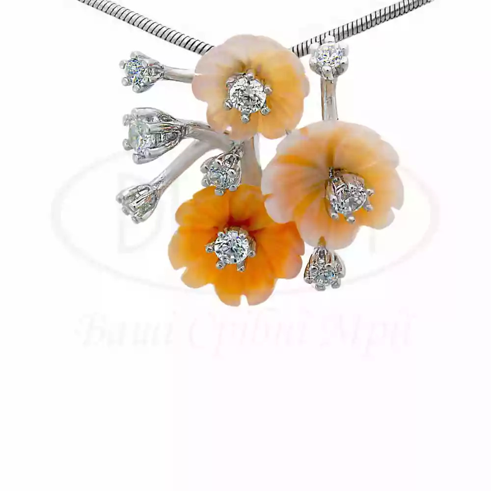 Підвіска срібна з Перламутром та Цирконом фото 1