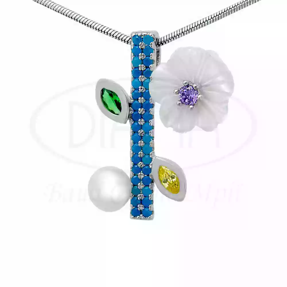 Підвіска срібна з Цирконом та Перламутром фото 1