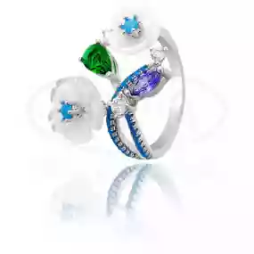 Каблучка срібна з Цирконом та Перламутром