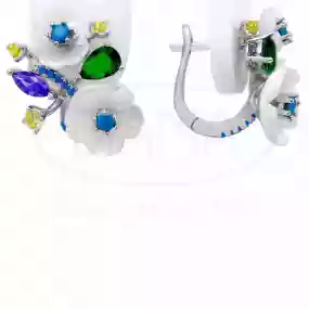 Сережки срібні з Цирконом та Перламутром