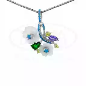 Підвіска срібна з Цирконом та Перламутром