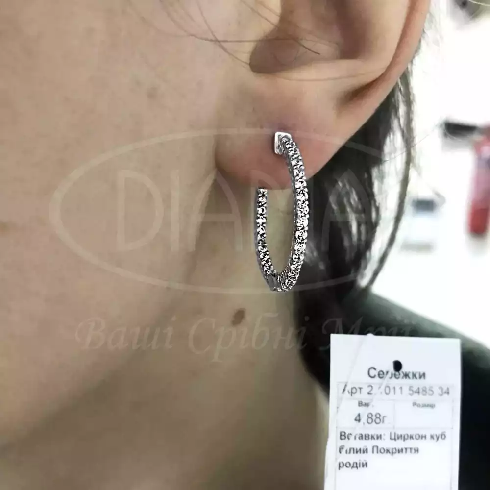 Сережки срібні з цирконом фото 2