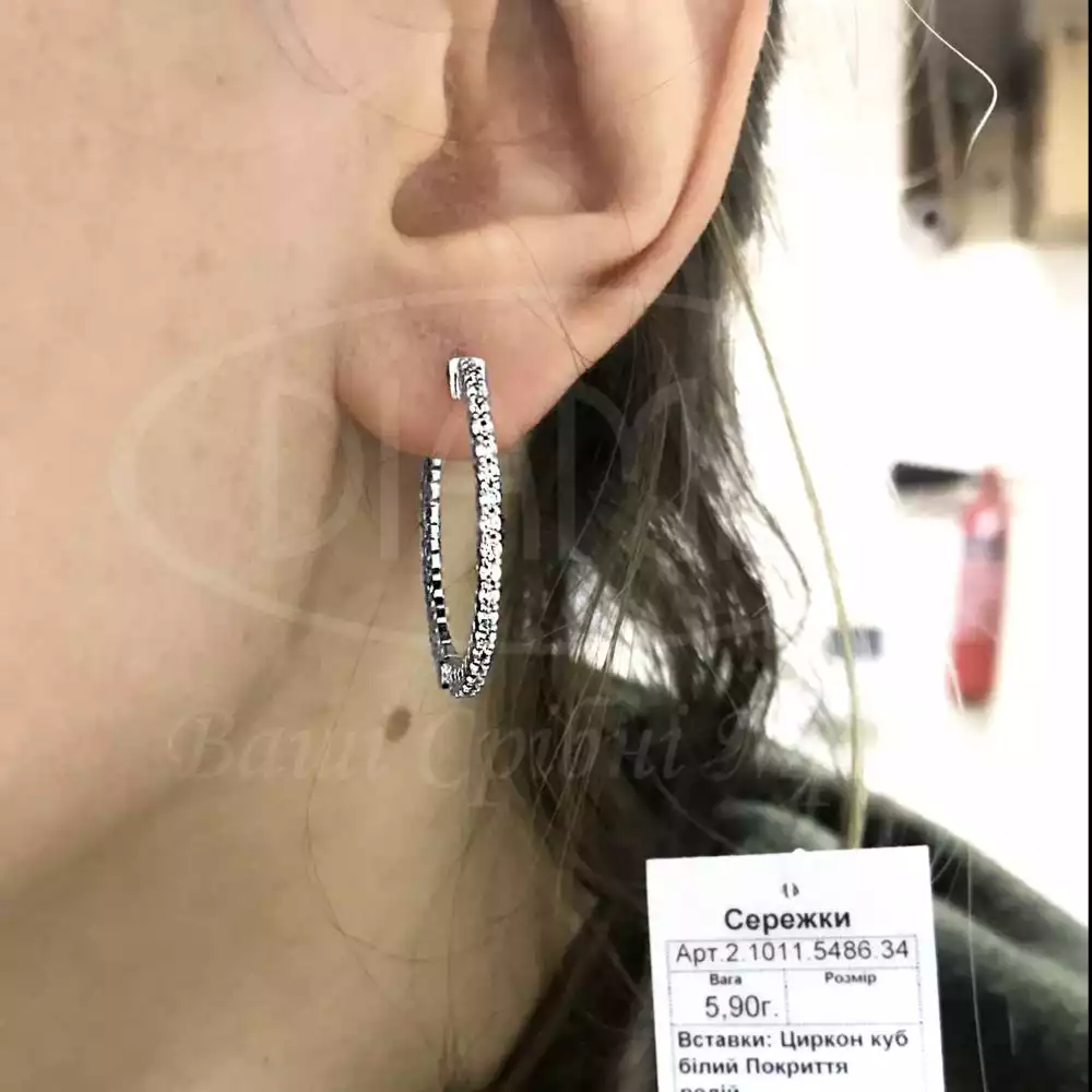 Сережки срібні з цирконом фото 2