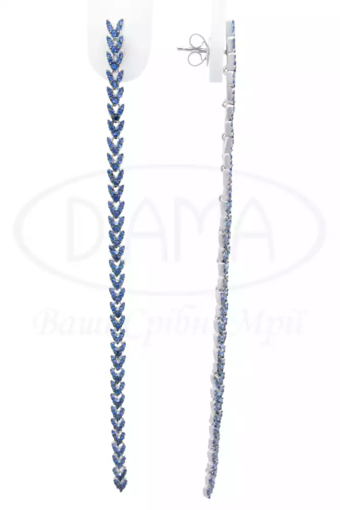 Сережки срібні з цирконом фото 1