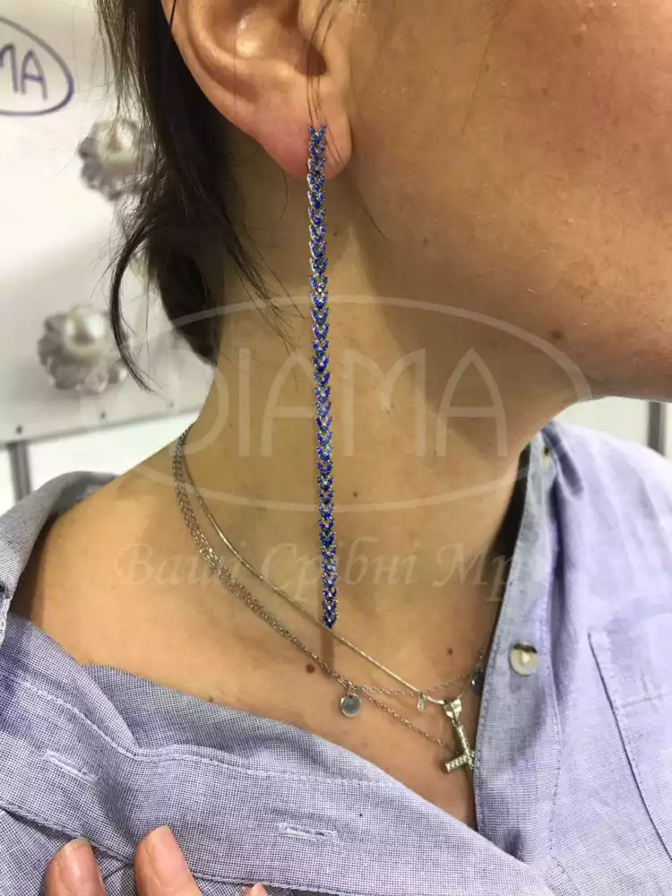 Сережки срібні з цирконом фото 2