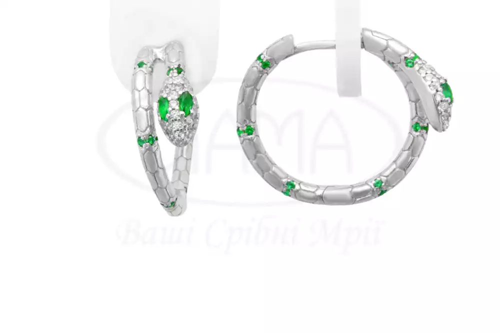 Сережки срібні "Змія" фото 1