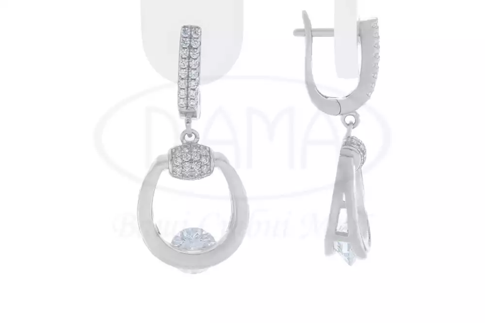 Срібні сережки з цирконом фото 1