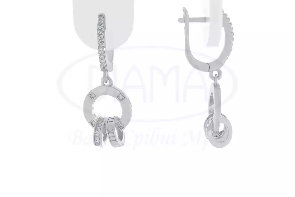 Срібні сережки з цирконом фото 1