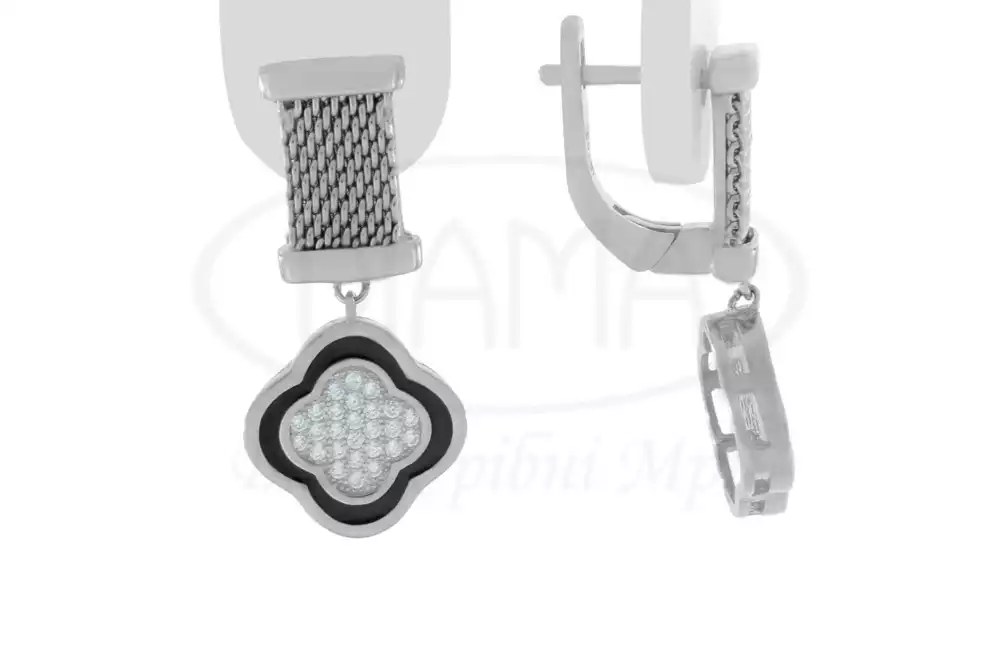 Срібні сережки "Клевер" фото 1