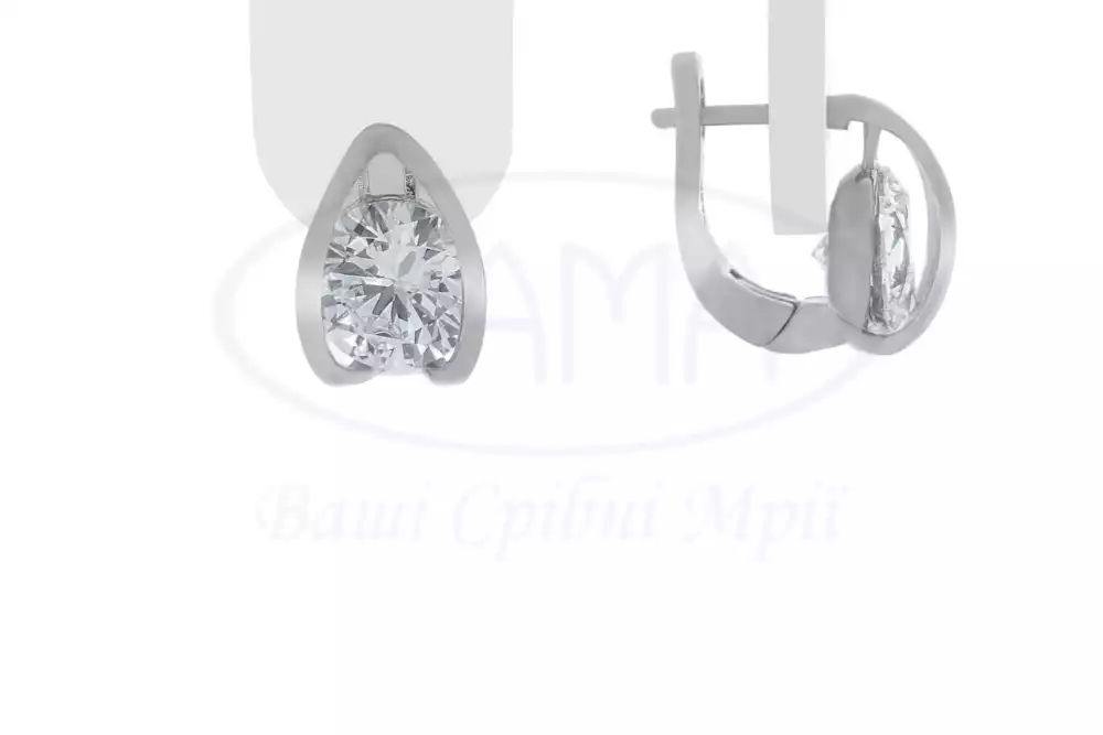 Срібні сережки з цирконом фото 1