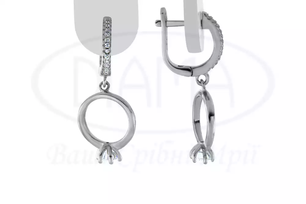 Срібні сережки з цирконом фото 1