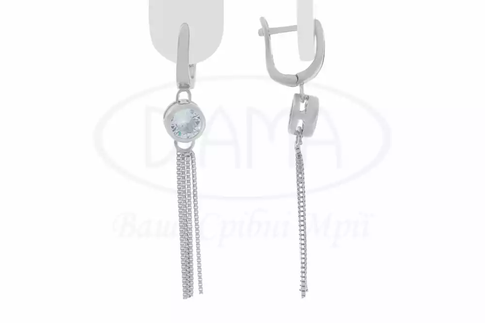 Срібні сережки з цирконом фото 1