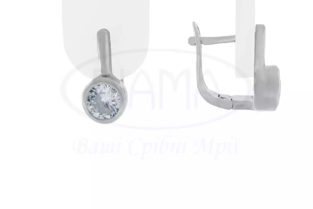 Срібні сережки з цирконом фото 1