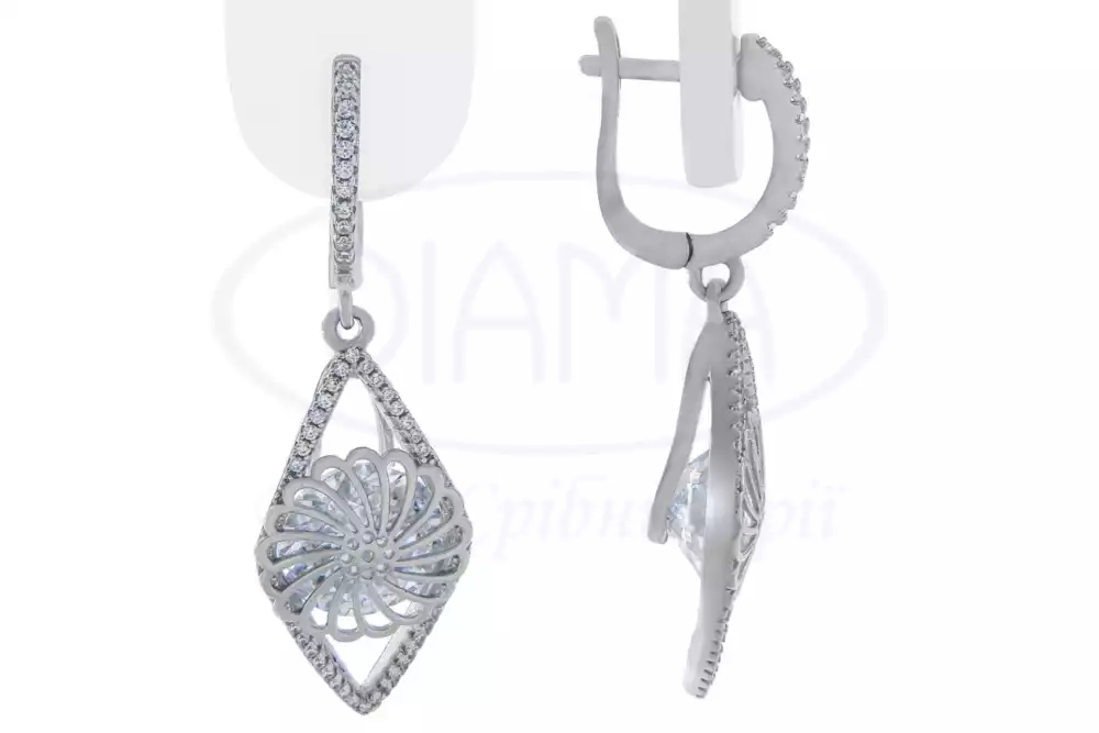 Срібні сережки "Ромб" фото 1