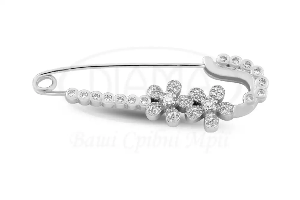 Срібна булавка "Квіти" фото 1