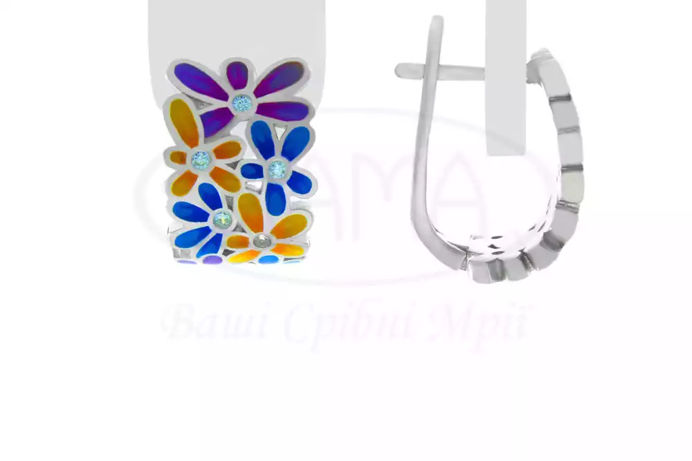 Сережки срібні з Емаллю фото 1