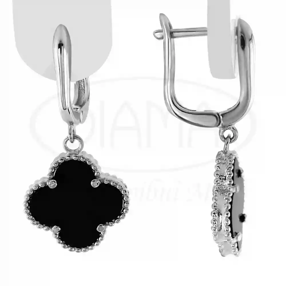 Сережки з чорним клевером фото 1