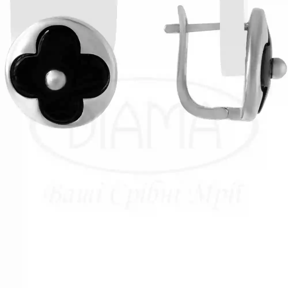 Сережки з чорним клевером фото 1