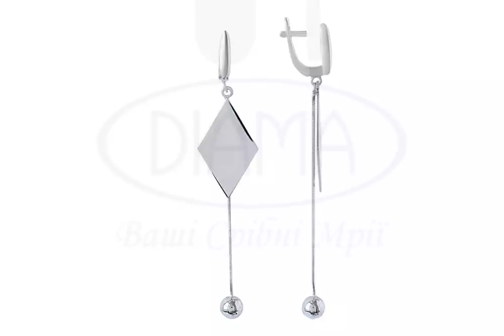 Срібні сережки "Ромб" фото 1