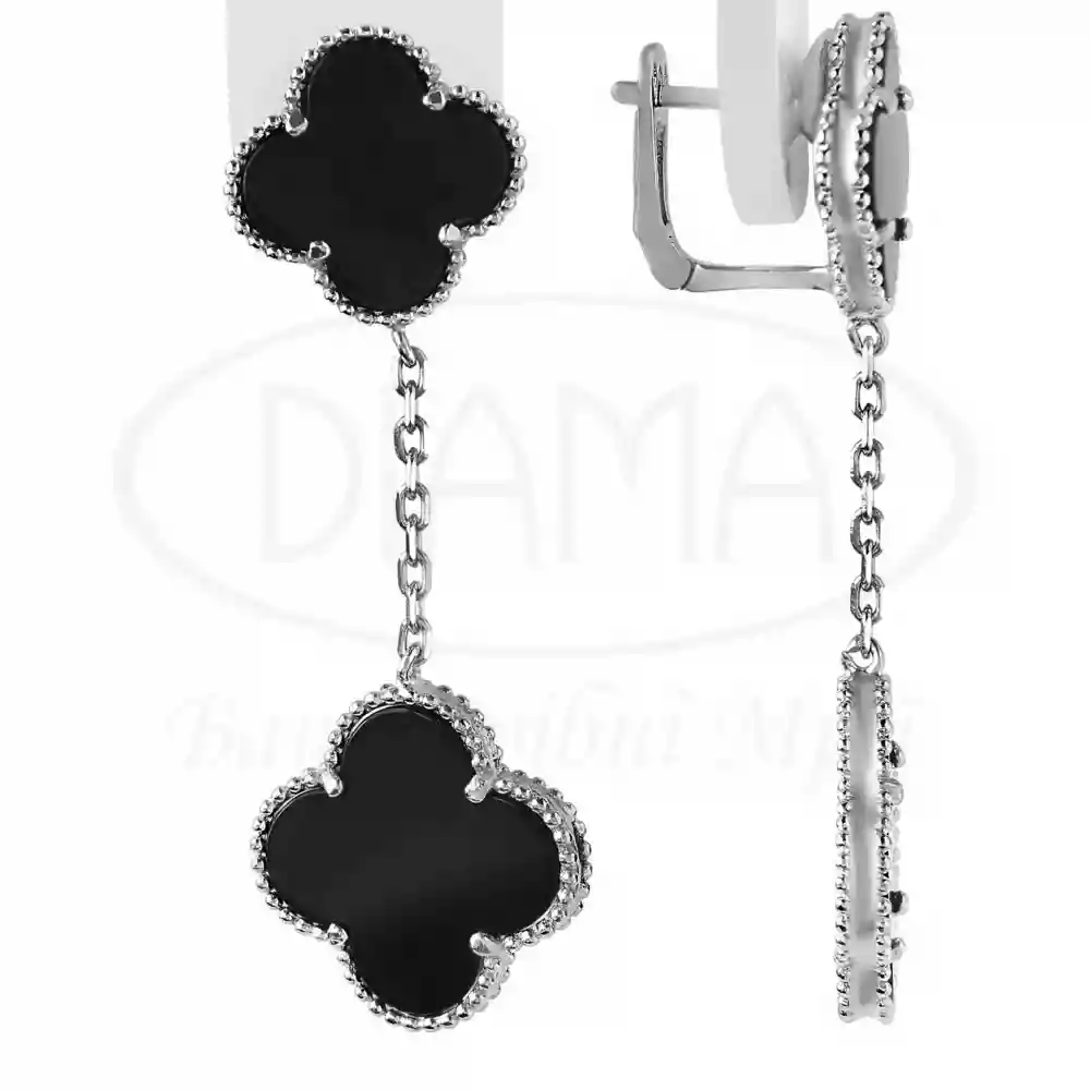 Срібні сережки з оніксом фото 1