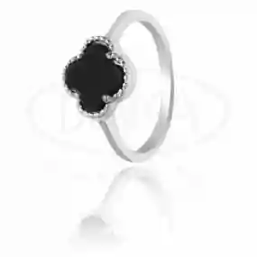 Каблучка срібна "Клевер" з Оніксом