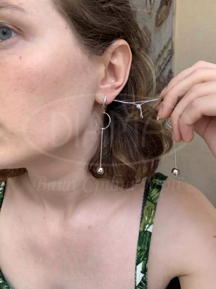 Сережки срібні з кульками фото 2