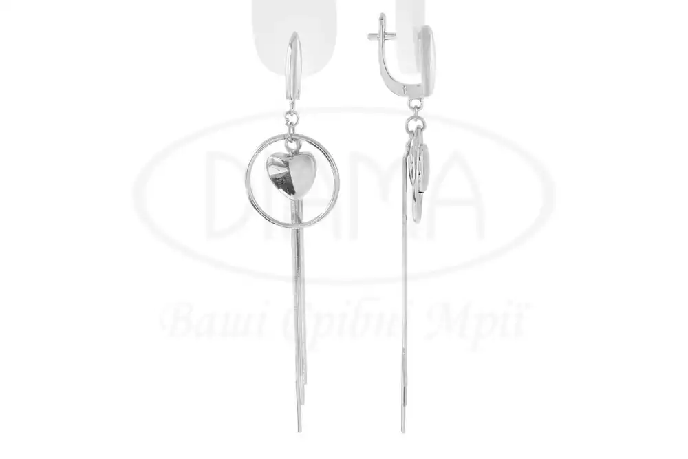 Сережки срібні з серцем фото 1